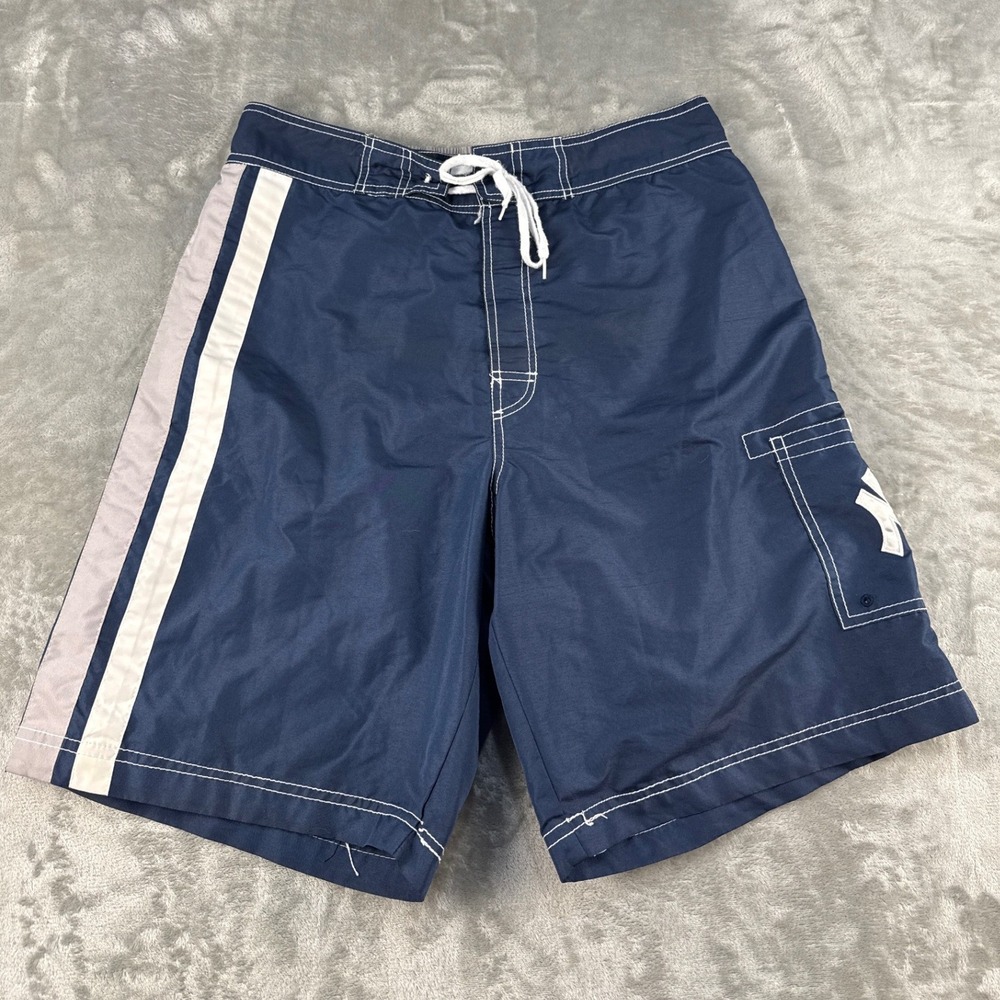 New York Yankees Swim Trunks Mens XL MLB Board Shorts Navy Blue Stripe EUC